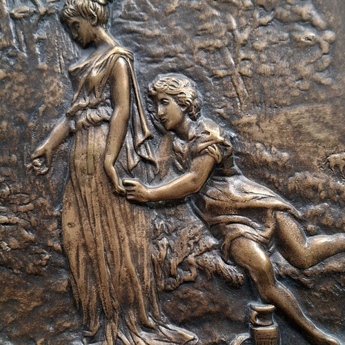 Italian bronze relief wall plaque used, neoclassical, late 19th century