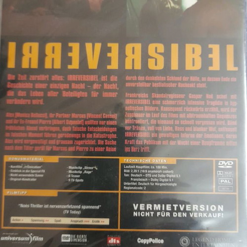 Irreversible DVD used, German and French language, German subtitles