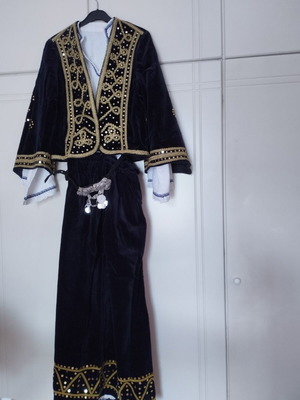 Traditional Thracian costume velvet with gold details, new
