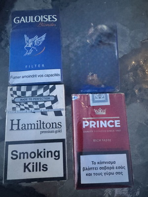 Gauloises Blondes, Prince, Hamiltons sealed collectible cigarette packs