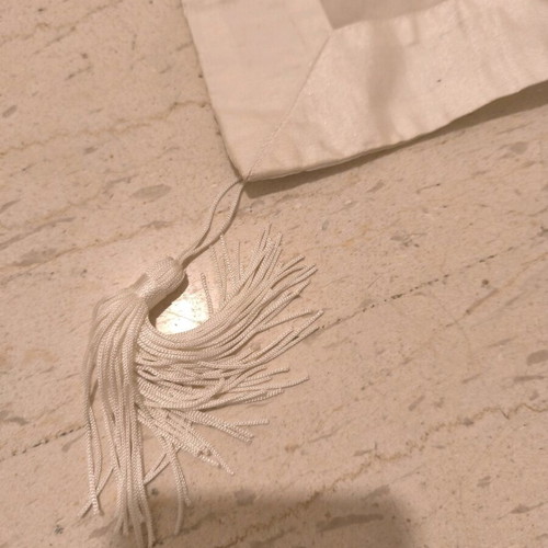 Tablecloth small white with tassels used