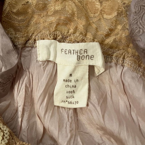 Feather Bone Silk Slip Dress Medium used, dusty rose with lace