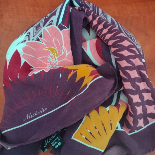 Michalis 100% Silk Scarf like new, multicolor