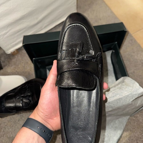 Men's leather loafers with tassel like new, black