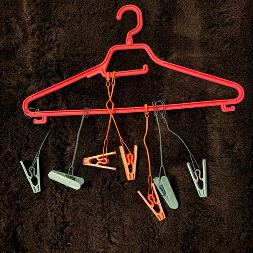Set of 10 used closet organization hangers and accessories