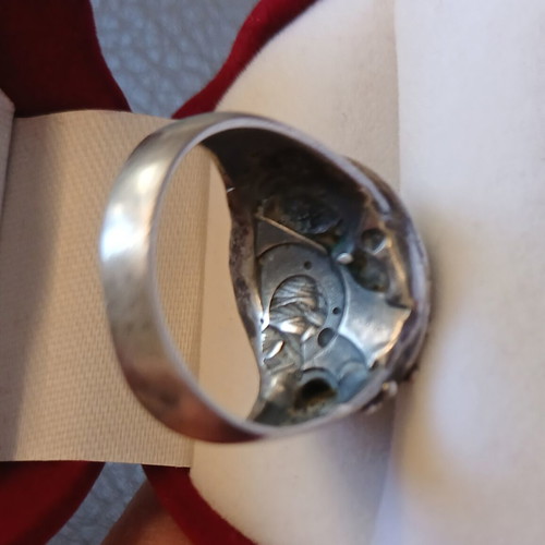 Silver 925 ring with gears and enamel, handmade, like new