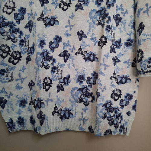 BHS autumn sweater new, grey with blue floral pattern