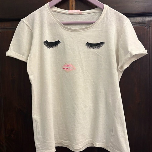 T-Shirt Pink Woman μεταχειρισμένο, μέγεθος XL, με στάμπα