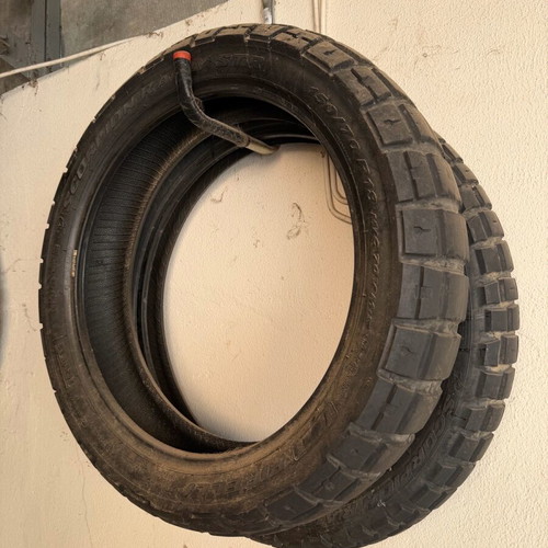 Pirelli Scorpion Rally STR motorcycle tires used, front 90/90/21 & rear 150/70R18