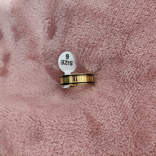 Steel ring new, gold black color, size 6