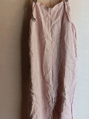 Women's striped Italy one-piece pants with pockets and button straps like new