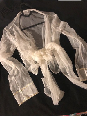 Amorimiei White Bolero Jacket with Gold Sequins Like New