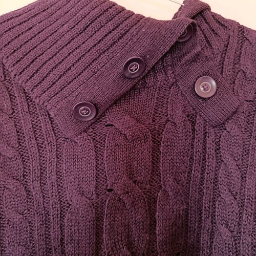 Purple knit sweater like new with unique collar, size L