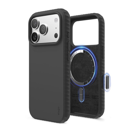 Elago Magnetic Ridge Magnetic Silicone Case for iPhone 17 Pro 6.3" like new, black