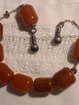Amber Komboloi Worry Beads with Silver Binding like new