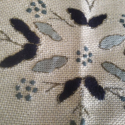 Hand embroidery new with handmade lace in blue and silver shades