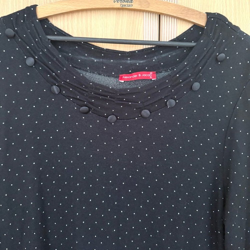 Alexander & Jacob women's maxi dress size XL like new black with white polka dots