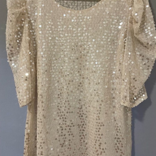 Zara sequin blouse like new, white, size L