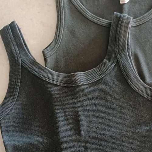 Sleeveless shirts used, pack of 2, black cotton