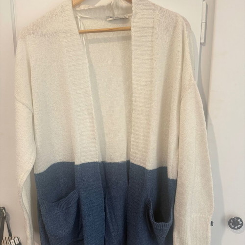 Blue and white cardigan, size M