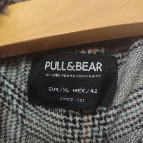 Pull & Bear knitted men's cardigan XL used with fur and hood, grey