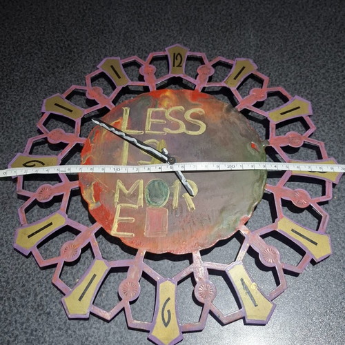 Handmade Metal Wall Clock "Less is More" vintage boho 30cm
