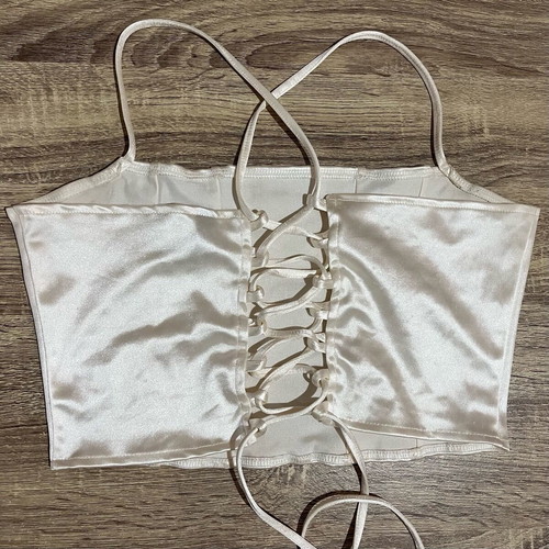 H&M women's top like new, satin cream with straps