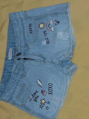 Fox Kids denim shorts for girls 10-12 years like new with embroidery