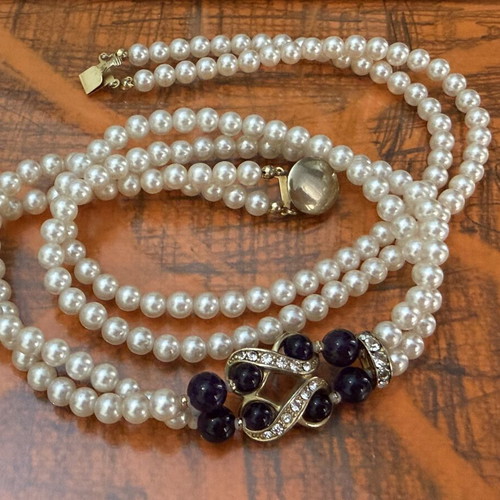 Vintage large necklace with amethyst custom jewellery like new