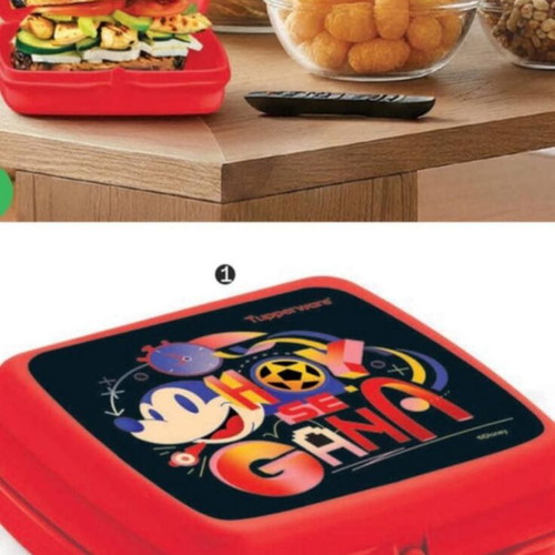 Mickey Football Tupperware set with toast container and 1.2L bottle