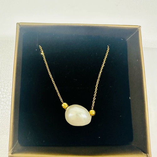 Gregio silver necklace with pearl new 925 gold tone
