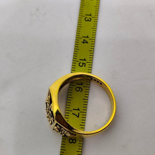 Men's Archangel Michael Ring like new, gold plated metal, size 12