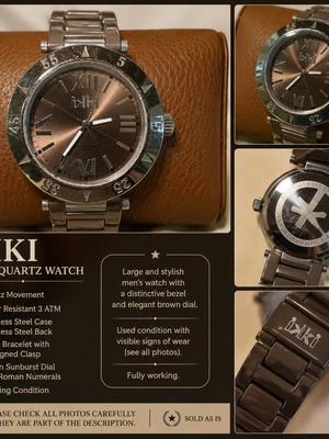 IKI Men's Quartz Watch with Brown Dial and Roman Numerals