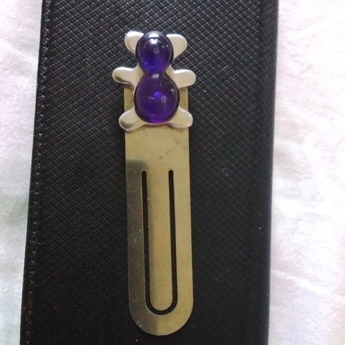 Bookmark with blue stone like new, possibly silver plated