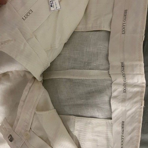 Berto Lucci Milano suit official 100% linen new, white