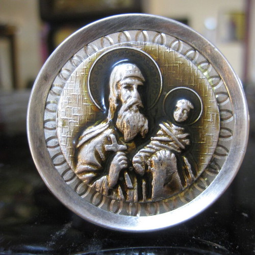 Silver icon of Saint Stylianos used, tabletop decoration