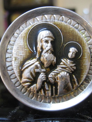 Silver icon of Saint Stylianos used, tabletop decoration