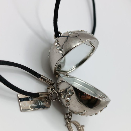 Christian Dior Diorlight vintage long necklace with pendant, silver