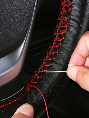 Car steering wheel cover made of leatherette new with needle and thread