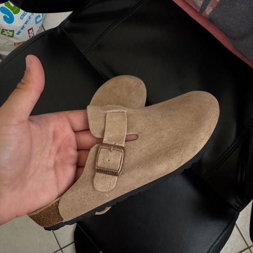 Birkenstock Boston Soft Footbed suede leather slippers size 37 EU like new beige