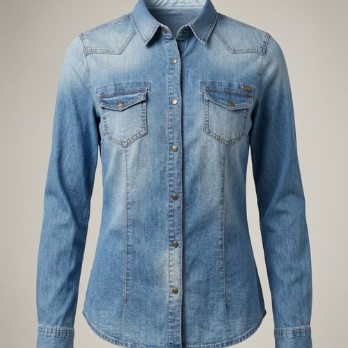 Sisley women's denim shirt, medium, blue wash effect