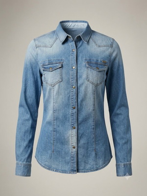 Sisley women's denim shirt, medium, blue wash effect