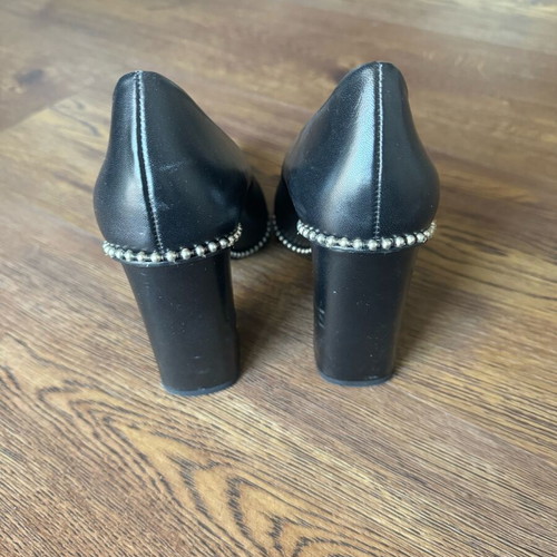 Makis Kotris leather pumps used with studs, size 38, black and silver