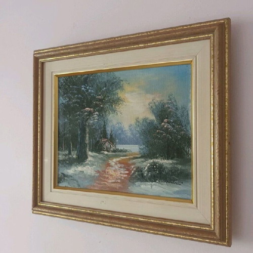 Oil painting used, signed, framed 38x33 cm