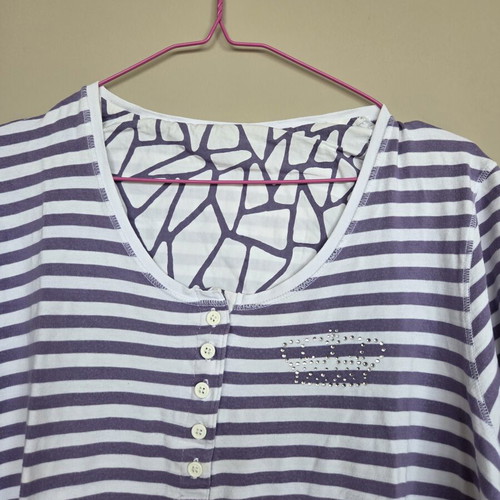 Women's blouse used, elastic, white and purple, one size