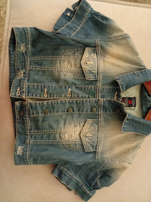 Jean cropped denim jacket Tresor like new, size XL