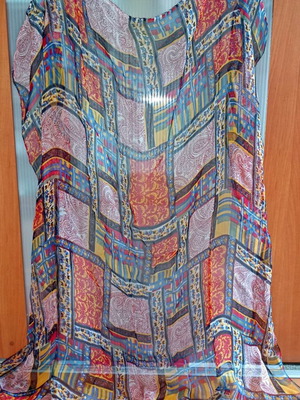 Vintage silk scarf large used, colorful