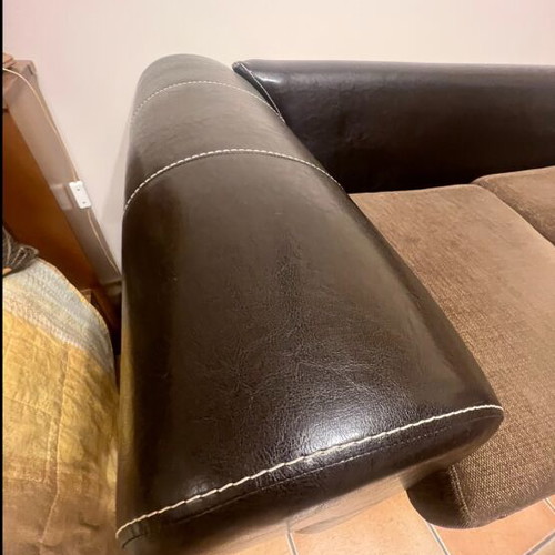Three-seater corner sofa with leather armchair like new