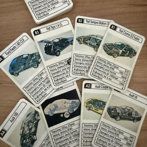 Yperatou Car Card Game complete set used, vintage