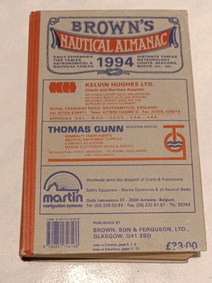 Brown’s Nautical Almanac 1994 used, English